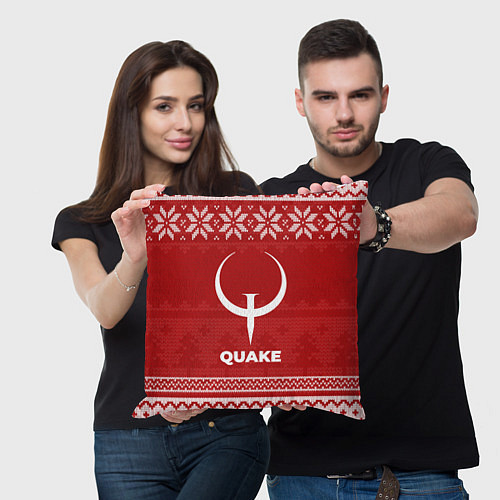 Подушка квадратная Новогодний Quake / 3D-принт – фото 3