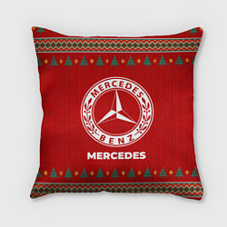 Подушка квадратная Mercedes new year, цвет: 3D-принт