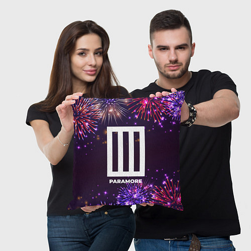 Подушка квадратная Праздничный Paramore / 3D-принт – фото 3