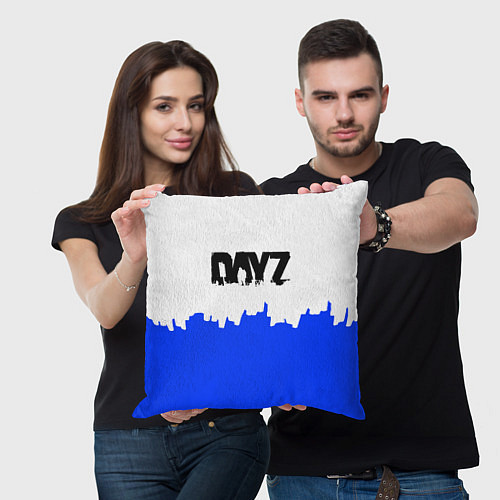 Подушка квадратная Dayz сине белая геомтерия / 3D-принт – фото 3