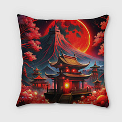 Подушка квадратная Japan red nature, цвет: 3D-принт
