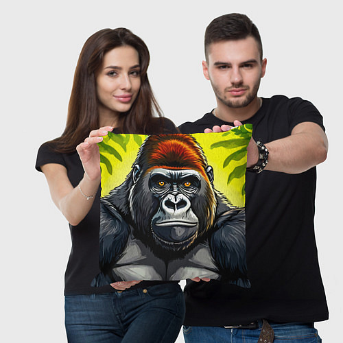 Подушка квадратная Огромная горилла / 3D-принт – фото 3