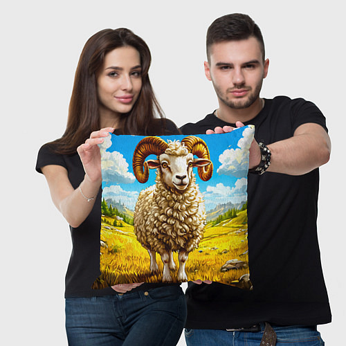 Подушка квадратная Баран / 3D-принт – фото 3