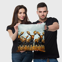 Подушка квадратная Лоси, цвет: 3D-принт — фото 2