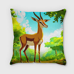 Подушка квадратная Газель в лесу