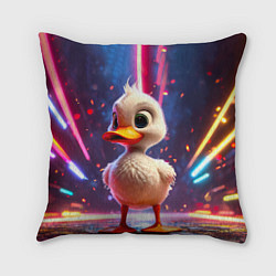 Подушка квадратная Уточка в неоне, цвет: 3D-принт