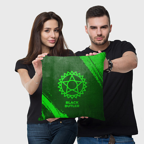 Подушка квадратная Black Butler - green gradient / 3D-принт – фото 3