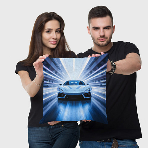 Подушка квадратная Спорткар на скорости / 3D-принт – фото 3