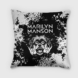 Подушка квадратная Marilyn Manson рок пес, цвет: 3D-принт