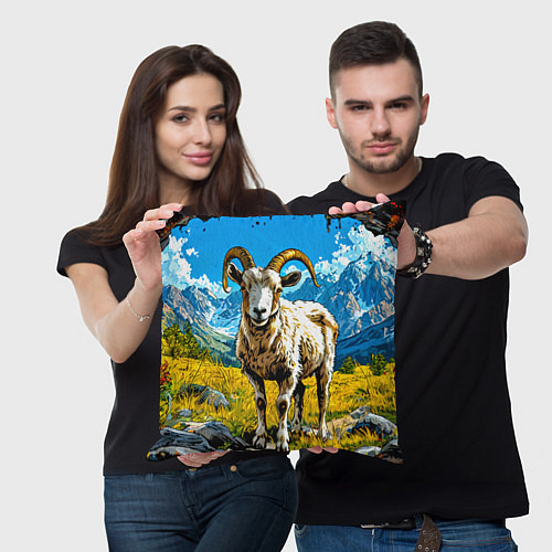 Подушка квадратная Горный козел / 3D-принт – фото 3