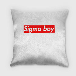 Подушка квадратная A real sigma boy merch meme надпись из песни в тик, цвет: 3D-принт