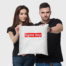 Подушка квадратная A real sigma boy merch meme надпись из песни в тик, цвет: 3D-принт — фото 2