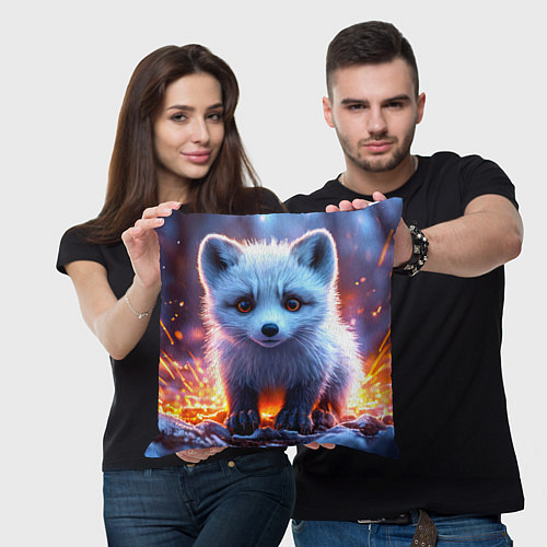 Подушка квадратная Песец в искрах / 3D-принт – фото 3