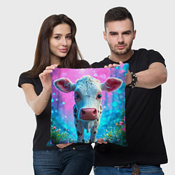 Подушка квадратная Коровка в сказочном лесу, цвет: 3D-принт — фото 2