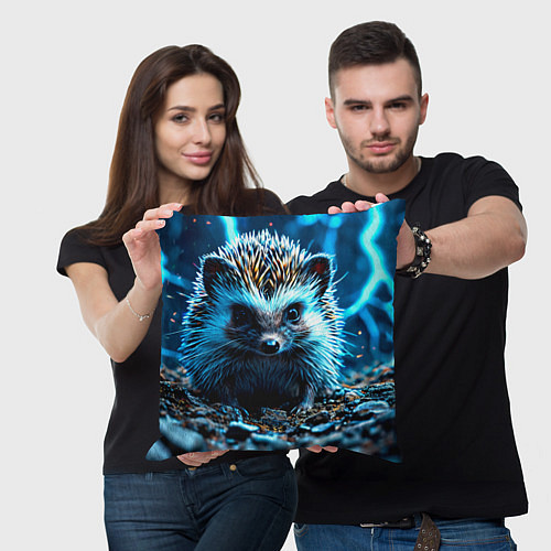 Подушка квадратная Ежик в разрядах молний / 3D-принт – фото 3