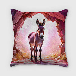 Подушка квадратная Осел в розовом свете, цвет: 3D-принт