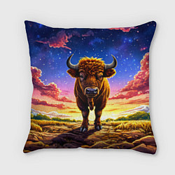 Подушка квадратная Буйвол в звездной ночи, цвет: 3D-принт