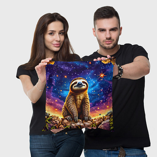 Подушка квадратная Ленивец и звездное небо / 3D-принт – фото 3