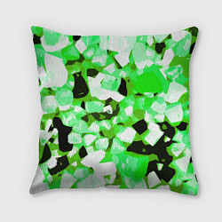 Подушка квадратная Green and white abstraction on a black background, цвет: 3D-принт