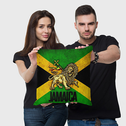 Подушка квадратная Jamaica lion flag / 3D-принт – фото 3