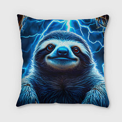 Подушка квадратная Ленивец в разрядах молний