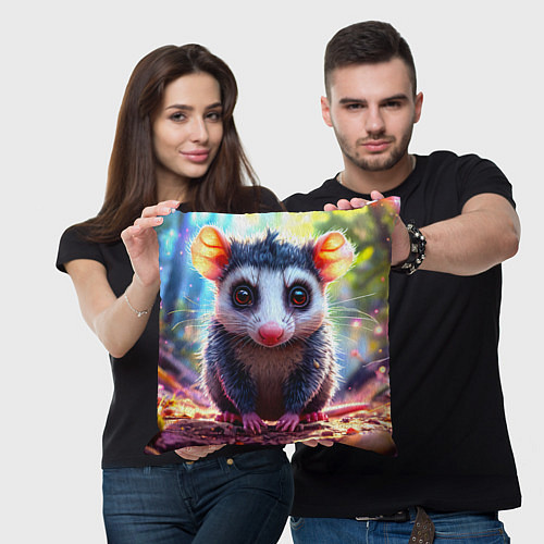 Подушка квадратная Опоссум в лесу / 3D-принт – фото 3