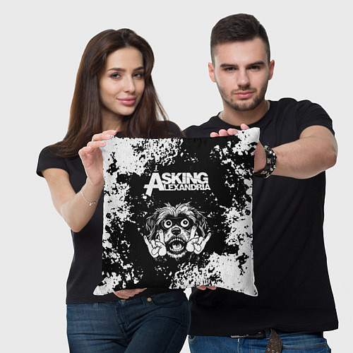 Подушка квадратная Asking Alexandria рок пес / 3D-принт – фото 3