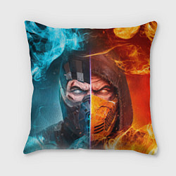Подушка квадратная Mortal Kombat - Саб-зиро и Скорпион, цвет: 3D-принт