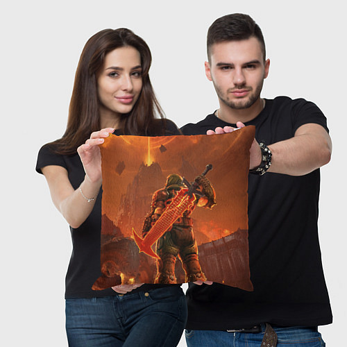 Подушка квадратная Палач рока и башня Doom / 3D-принт – фото 3
