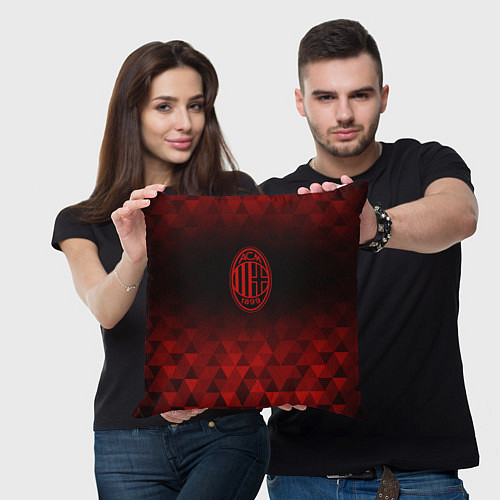 Подушка квадратная AC Milan red poly / 3D-принт – фото 3