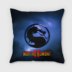 Подушка квадратная Мортал комбат 2 - логотип, цвет: 3D-принт