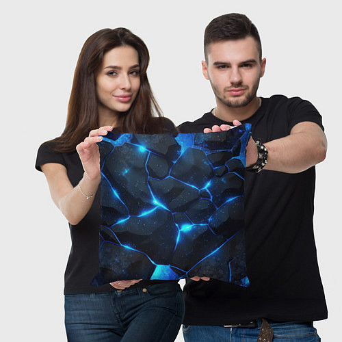 Подушка квадратная Неоновый синий свет из плит / 3D-принт – фото 3