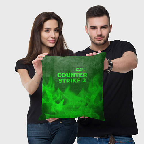 Подушка квадратная Counter Strike 2 - green gradient посередине / 3D-принт – фото 3
