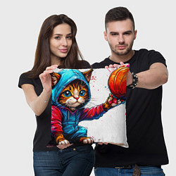 Подушка квадратная Кот баскетболист, цвет: 3D-принт — фото 2