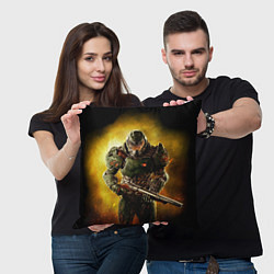 Подушка квадратная Doom guy slayer, цвет: 3D-принт — фото 2
