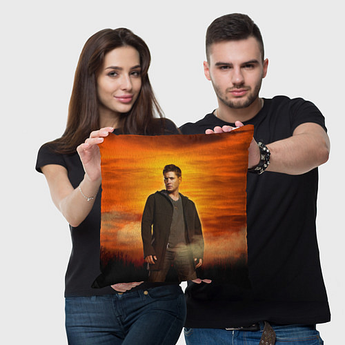 Подушка квадратная Дин Винчестер - Сверхъестественное / 3D-принт – фото 3