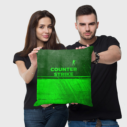 Подушка квадратная Counter Strike - green gradient посередине / 3D-принт – фото 3