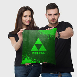 Подушка квадратная Zelda - green gradient, цвет: 3D-принт — фото 2