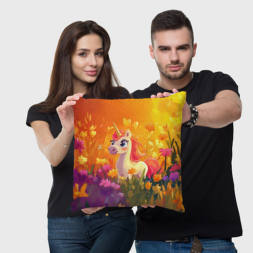 Подушка квадратная Милая енинорожка / 3D-принт – фото 3