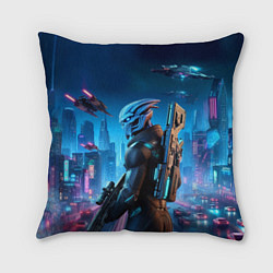Подушка квадратная Mass Effect - neon glow fantastic, цвет: 3D-принт