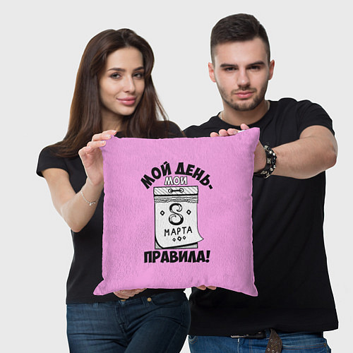 Подушка квадратная Женский день на календаре / 3D-принт – фото 3