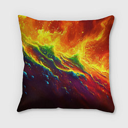 Подушка квадратная Абстрактные волны с огнем, цвет: 3D-принт