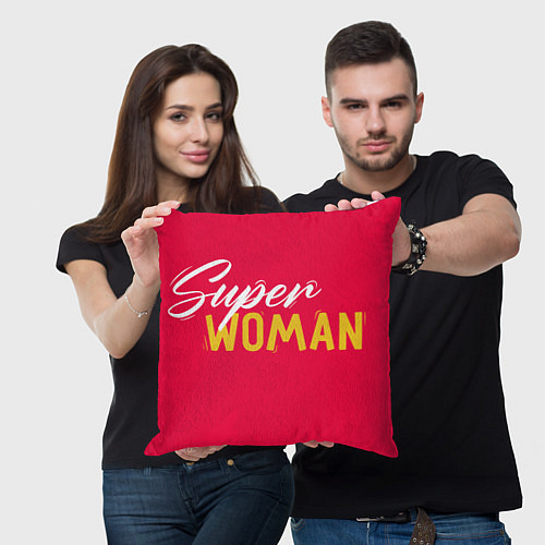 Подушка квадратная Super woman red / 3D-принт – фото 3