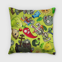 Подушка квадратная Растения против зомби с героями, цвет: 3D-принт