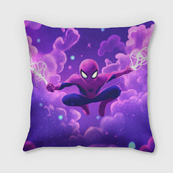 Подушка квадратная Человек-паук на фоне облаков, цвет: 3D-принт