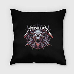 Подушка квадратная Metallica - cool skull with horns, цвет: 3D-принт
