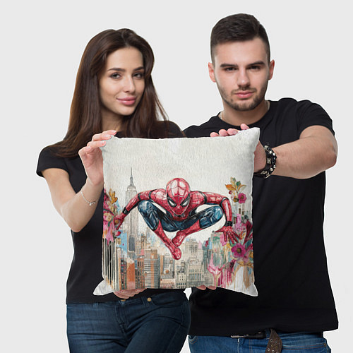 Подушка квадратная Человек паук паркур / 3D-принт – фото 3