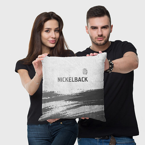 Подушка квадратная Nickelback - white gradient посередине / 3D-принт – фото 3