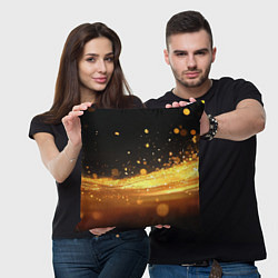 Подушка квадратная Золотые блестки на черном фоне, цвет: 3D-принт — фото 2