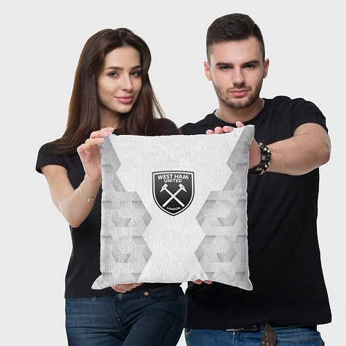Подушка квадратная West Ham white poly / 3D-принт – фото 3